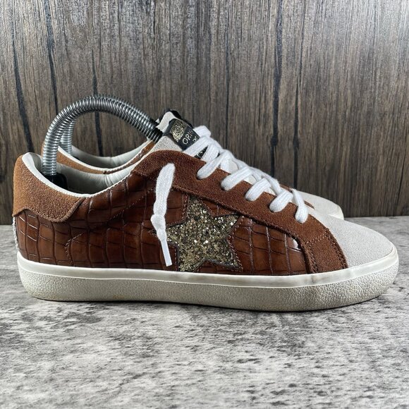 Vintage Havana Punch Sneaker Brown Croco Size 8 Slip On Leather Detail Sequence - Picture 3 of 10